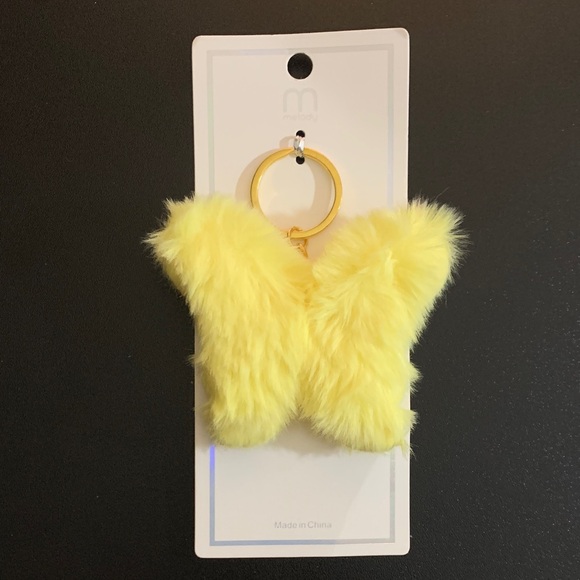 Other - Yellow Fluffy Butterfly Keychain/Purse charm (NWT)